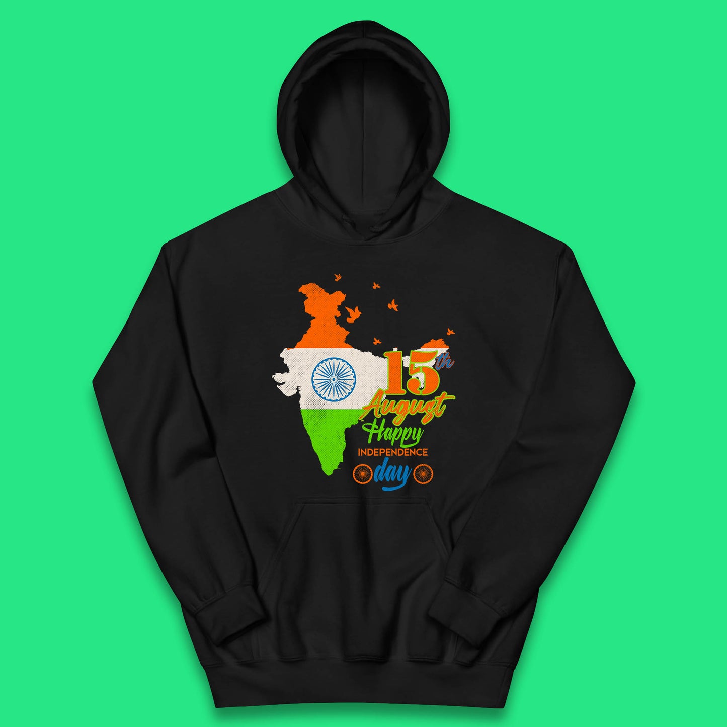 15th August India Happy Independence Day Patriotic Indian Map Flag Kids Hoodie