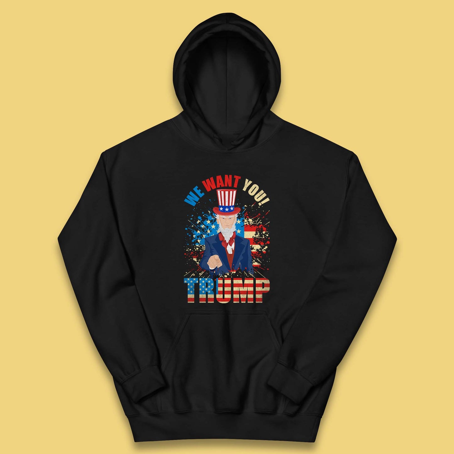 Uncle Sam We Want You Trump Make America Great Again Donald Trump Kids Hoodie