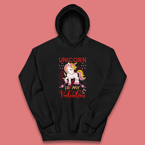 Unicorn Is My Valentine Kids Hoodie