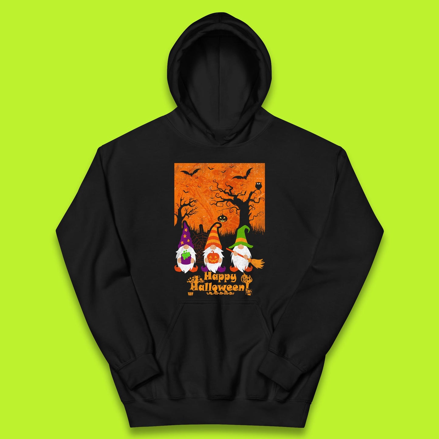 Happy Halloween Gnomies Spooky Witch Gnomes Scary Halloween Trees Gnome Lover Kids Hoodie