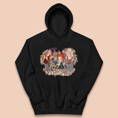 I Putt A Spell On You Halloween Sanderson Sisters Hocus Pocus Vintage Witches Kids Hoodie