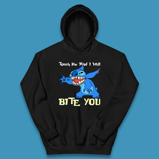 Touch Me And I Will Bite You Disney Stitch Angry Lilo & Stitch Cartoon Character Ohana Stitch Lover Kids Hoodie