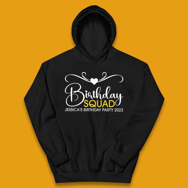Personalised Birthday Squad Your Name And Birthday Year Funny Birthday Party Kids Hoodie