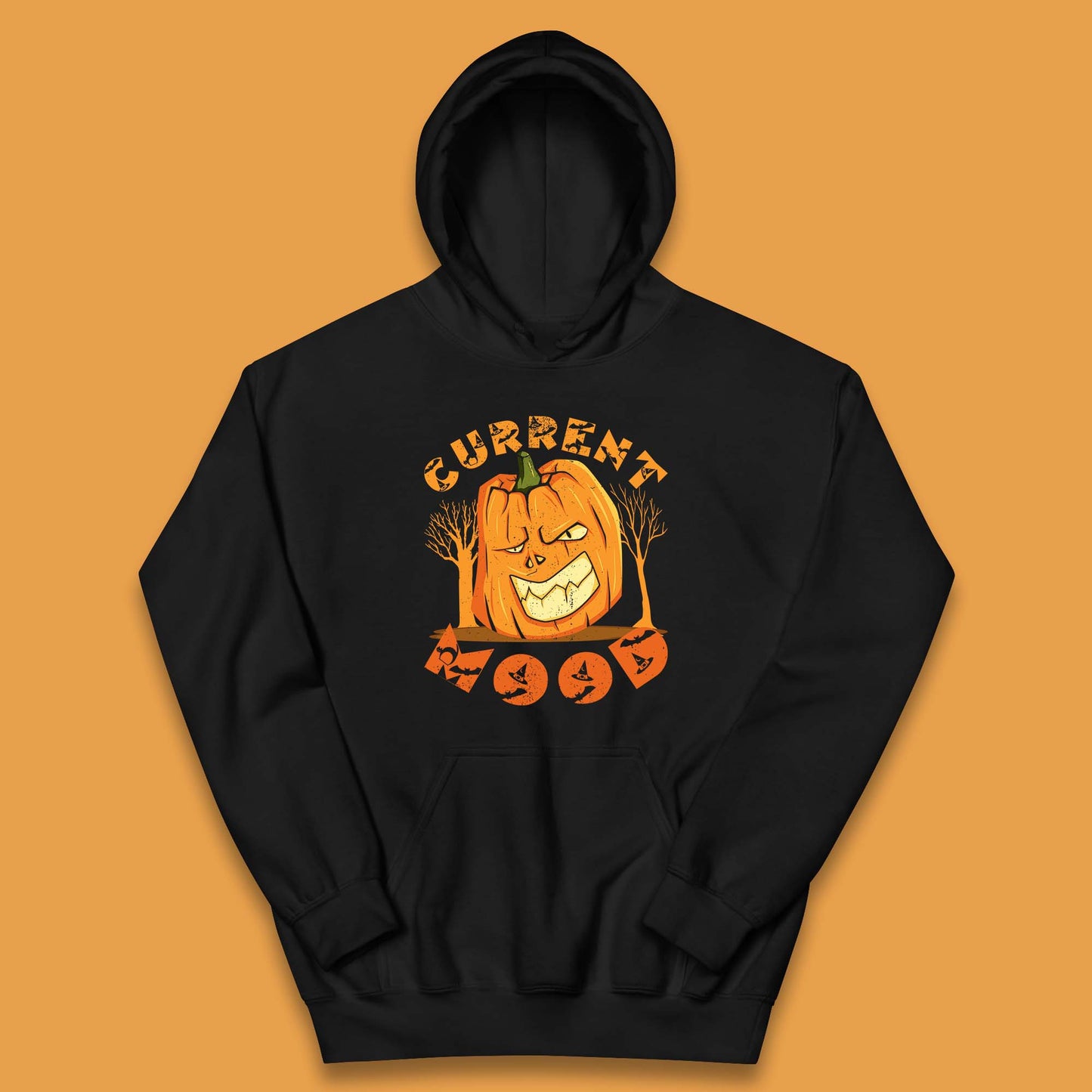 Current Mood Halloween Pumpkin Evil Scary Smile Horror Jack-o-Lantern Kids Hoodie