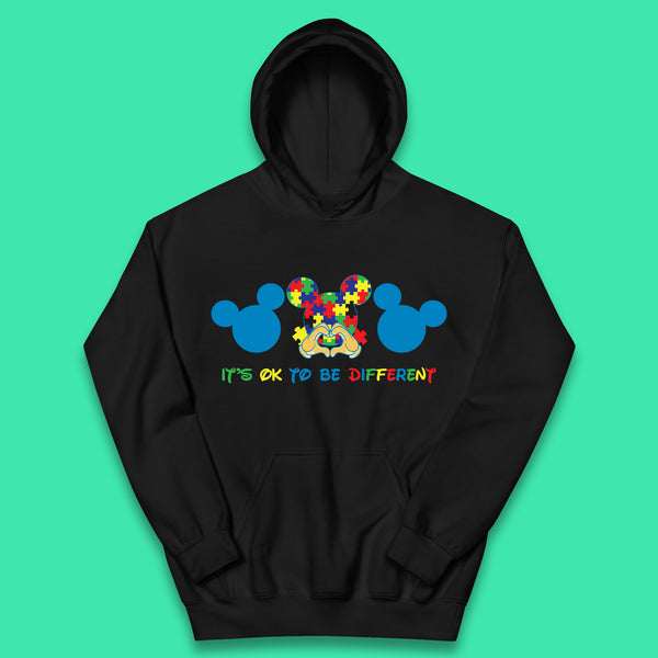 It's Ok To Be Different Autism Awareness Mickey Mouse Autism Support Acceptance Kids Hoodie