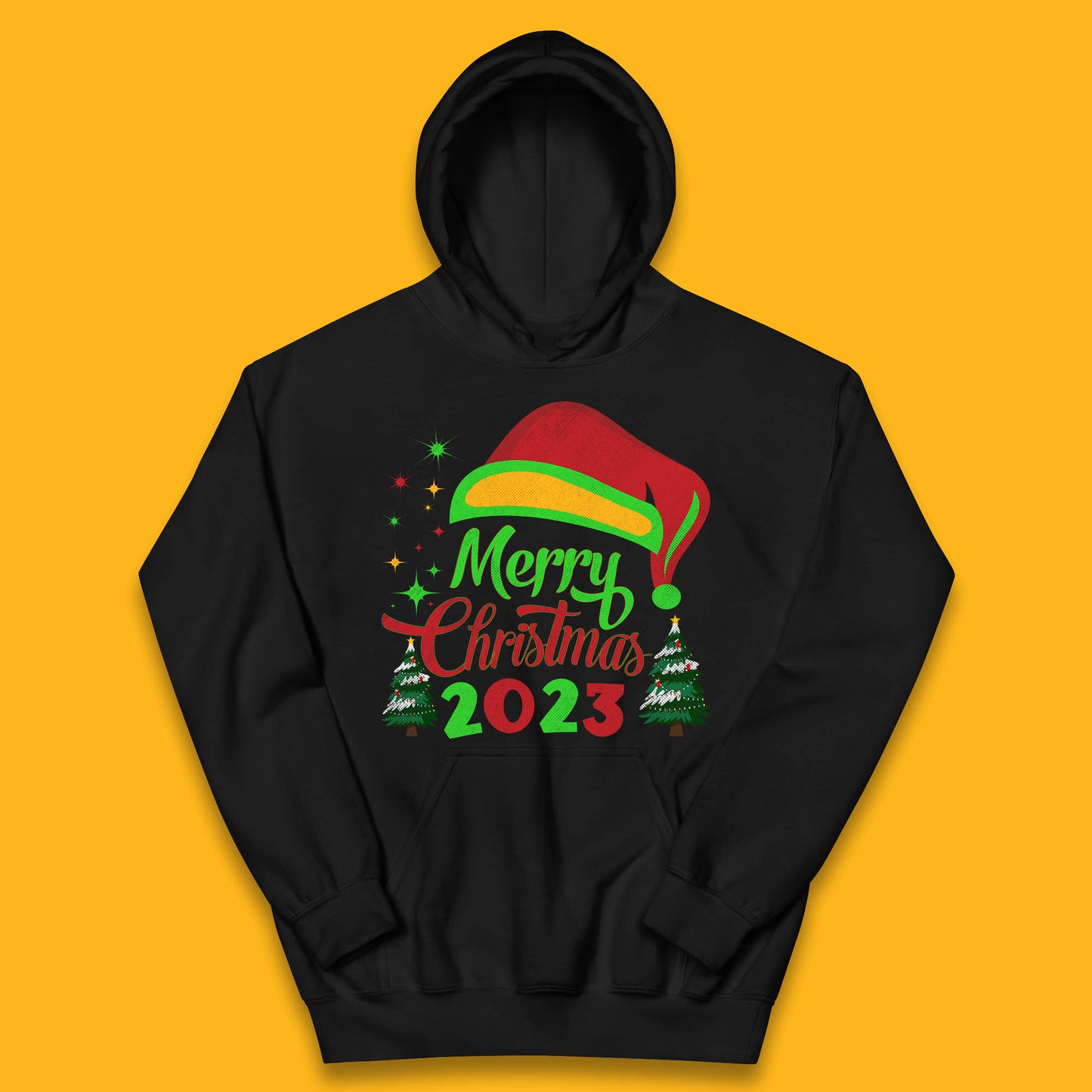 Merry Christmas 2023 Elf Hat Christmas Trees Xmas Gift  Kids Hoodie