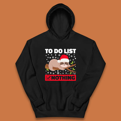Lazy Sloth To Do List Christmas Kids Hoodie
