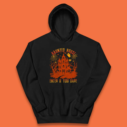 Haunted House Enter If You Dare Scary Halloween Nightmare House Spooky Season Halloween Party Kids Hoodie