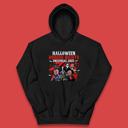 Halloween Horror Nights Universal 2023 Halloween Horror Movie Characters Friends Halloween Serial Killers Kids Hoodie