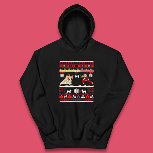Jesus Vs Santa KO Christmas Kids Hoodie
