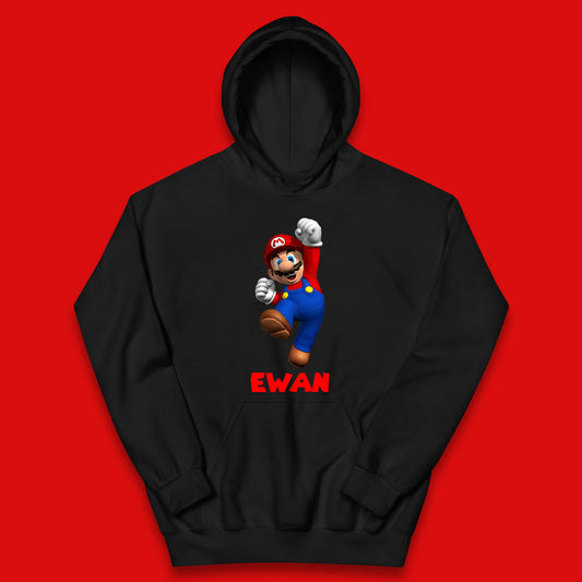 Personalised Your Name Super Mario Jumping Funny Game Lovers Players Mario Bro Retro Gaming Kids Hoodie