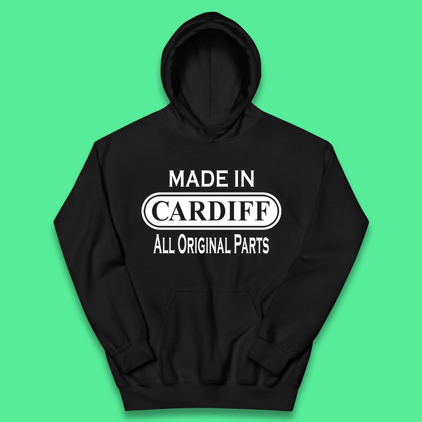 Made In Cardiff All Original Parts Vintage Retro Birthday Capital And Largest City Of Wales Gift Kids Hoodie