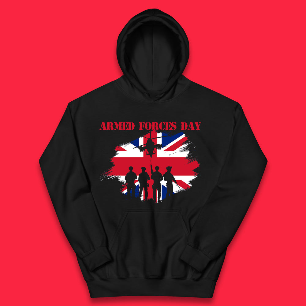 Armed Forces Day Great Britain Flag Anzac Day Lest We Forget British Veteran Day Kids Hoodie