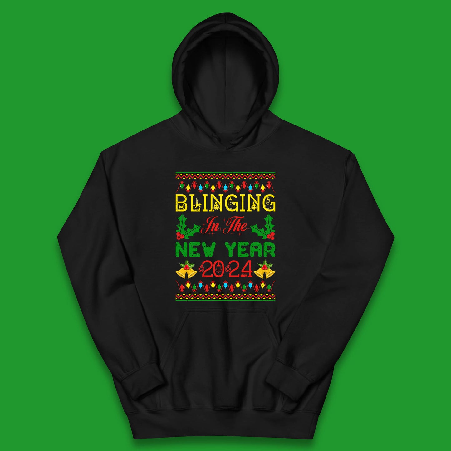 Blinging In The New Year 2024 Christmas Happy New Year Xmas Festive Celebration Kids Hoodie
