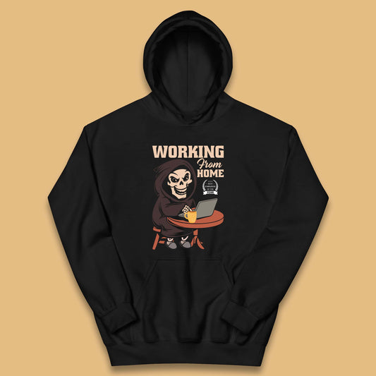 Working From Home Best Employee Of The Year Funny Death Halloween Kids Hoodie