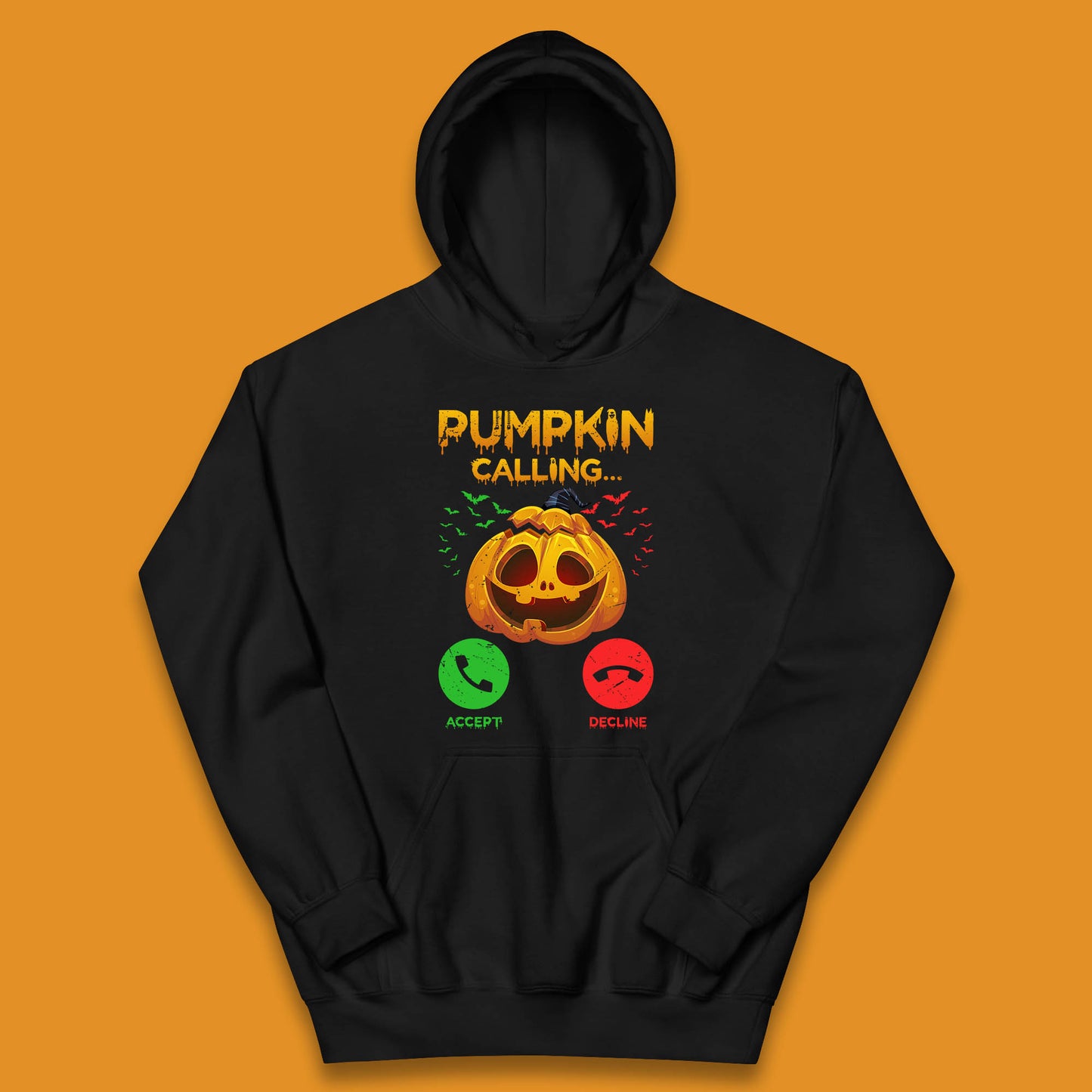 Halloween Pumpkin Calling Funny Phone Call Horror Scary Jack O Lantern Kids Hoodie