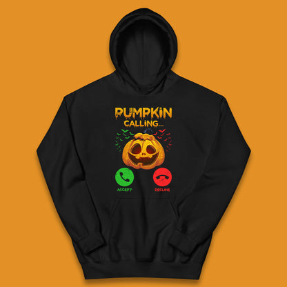 Halloween Pumpkin Calling Funny Phone Call Horror Scary Jack O Lantern Kids Hoodie