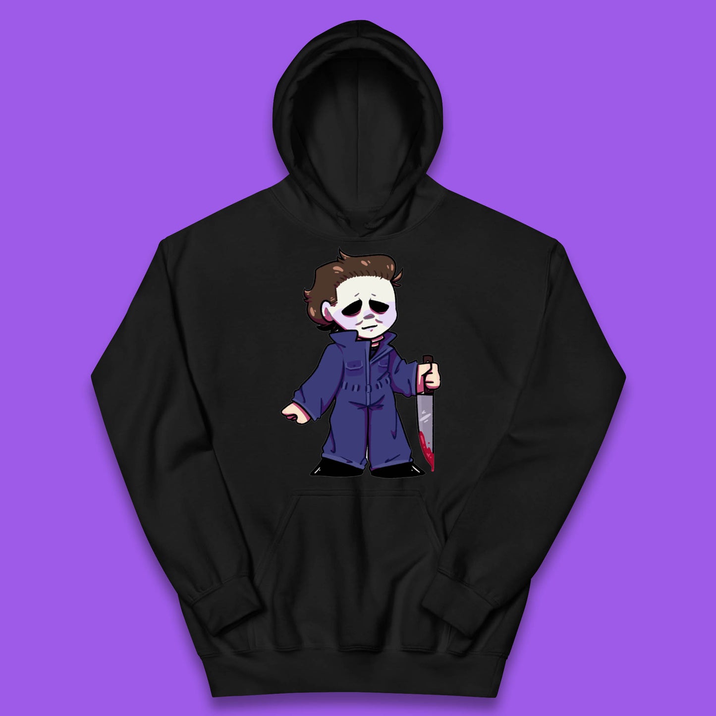Chibi Michael Myers Holding Bloody Knife Halloween Serial Killer Horror Movie Character Kids Hoodie