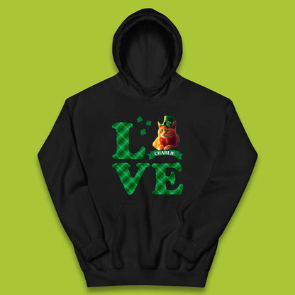 Personalised Love St. Patrick's Cat Kids Hoodie