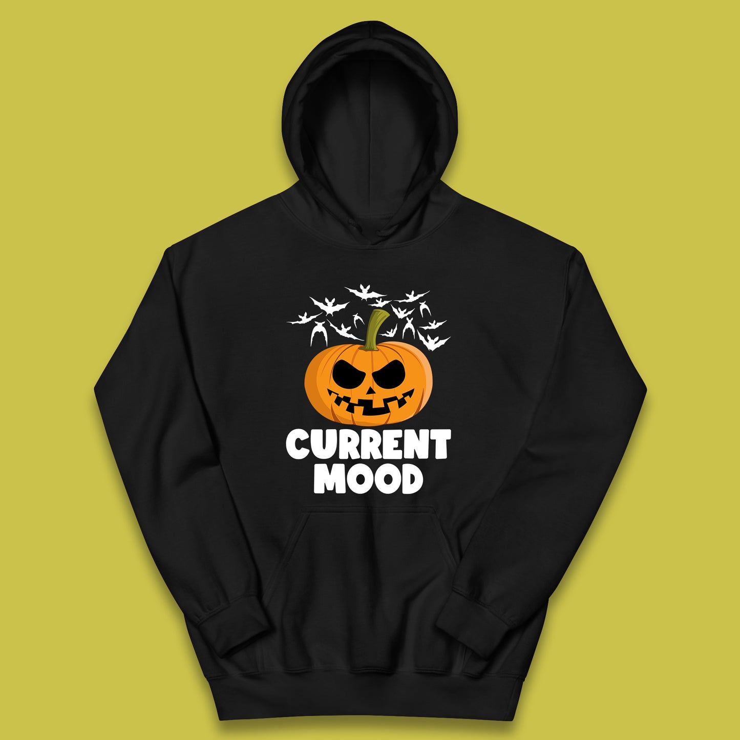 Current Mood Halloween Pumpkin Ghost Evil Scary Smile Face Horror Jack-o-lantern Kids Hoodie