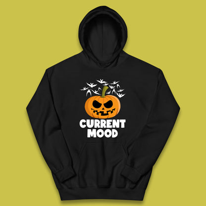 Current Mood Halloween Pumpkin Ghost Evil Scary Smile Face Horror Jack-o-lantern Kids Hoodie