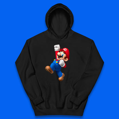 Super Mario Jumping In Happy Mood Funny Game Lovers Players Mario Bro Toad Retro Gaming Kids Hoodie