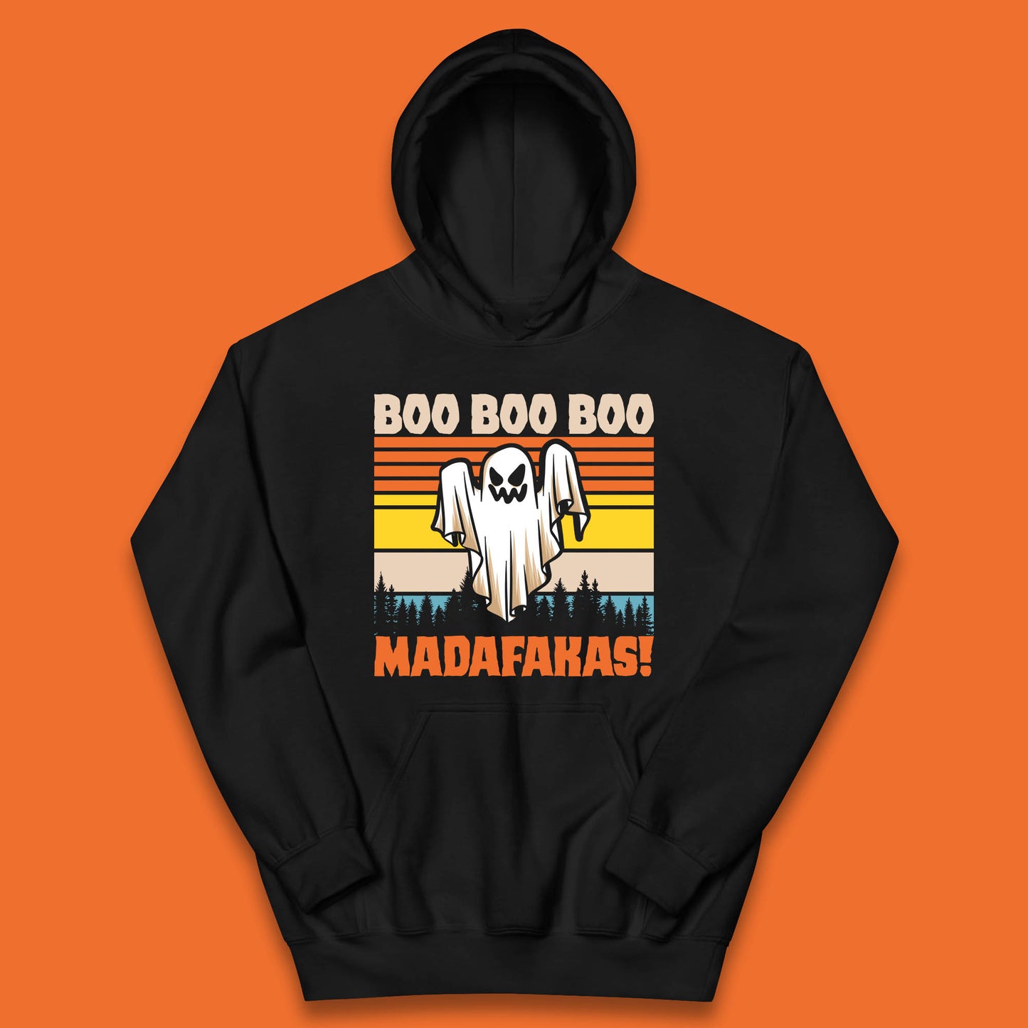 Ghost Say Boo Boo Boo Madafakas Halloween Vintage Horror Scary Boo Ghost Kids Hoodie