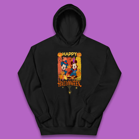 Happy Halloween Disney Witch Mickey Mouse Minnie Mouse Horror Scary Disneyland Trip Kids Hoodie