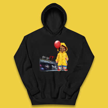 Oh Shit Pennywise Chucky Clown Spoof Halloween IT Pennywise Clown Horror Movie Character Kids Hoodie