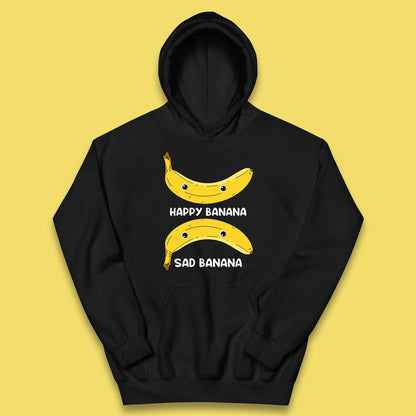 Happy Banana Sad Banana Funny Meme Pun Joke Smiling Face Kids Hoodie