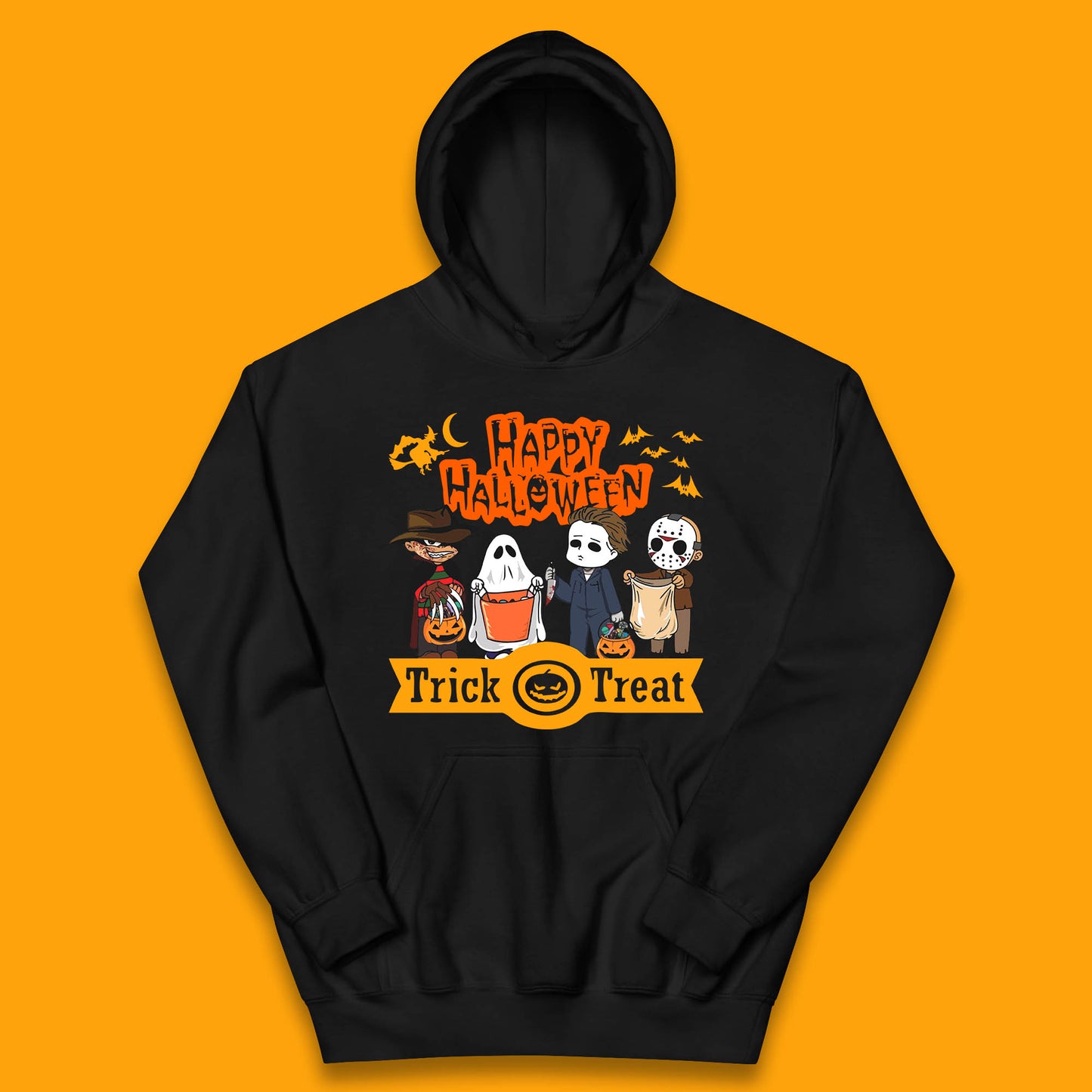 Happy Halloween Trick Or Treat Chibi Horror Movie Characters Killer Kids Hoodie