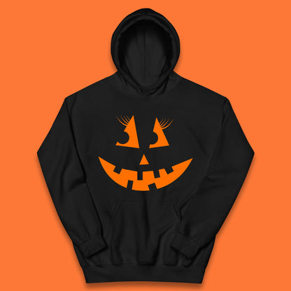 Halloween Pumpkin Jack-o-lantern Girl Evil Scary Horror Smile Face Kids Hoodie
