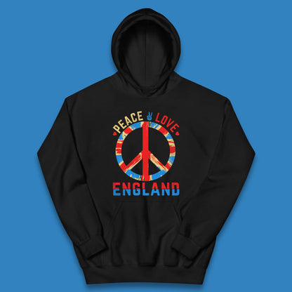 Peace Love England Peace Sign United Kingdom British England Vacation Trip Kids Hoodie