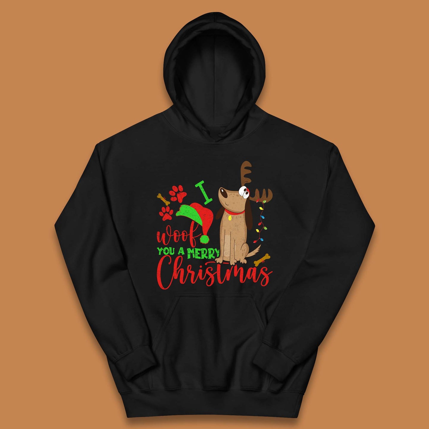 I Woof You A Merry Christmas Kids Hoodie