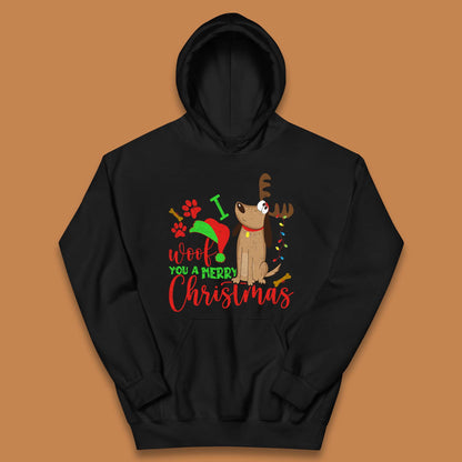 I Woof You A Merry Christmas Kids Hoodie
