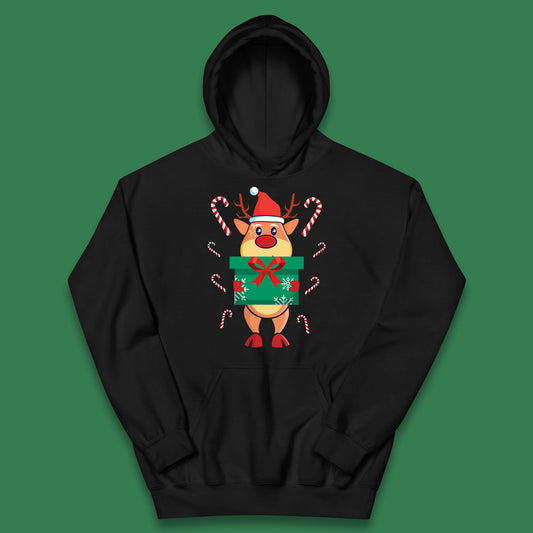 reindeer holding gift christmas hoodie
