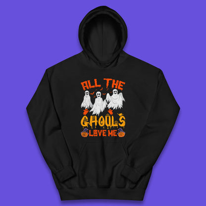 All The Ghouls Love Me Halloween Funny Horror Spooky Boo Ghost Kids Hoodie