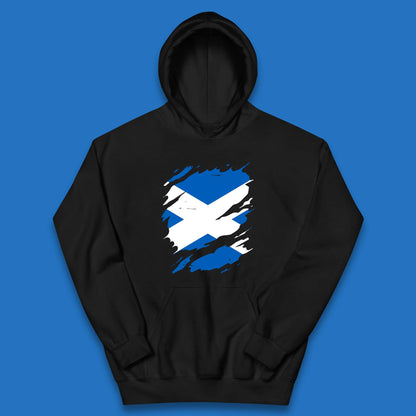 Distressed Scotland Flag Scottish Heritage Ancestry Scot Pride Scottish Flag Kids Hoodie