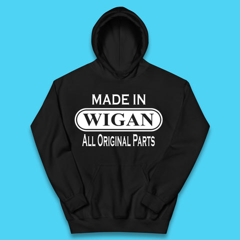 Made In Wigan All Original Parts Vintage Retro Birthday Town In Greater Manchester, England Gift Kids Hoodie