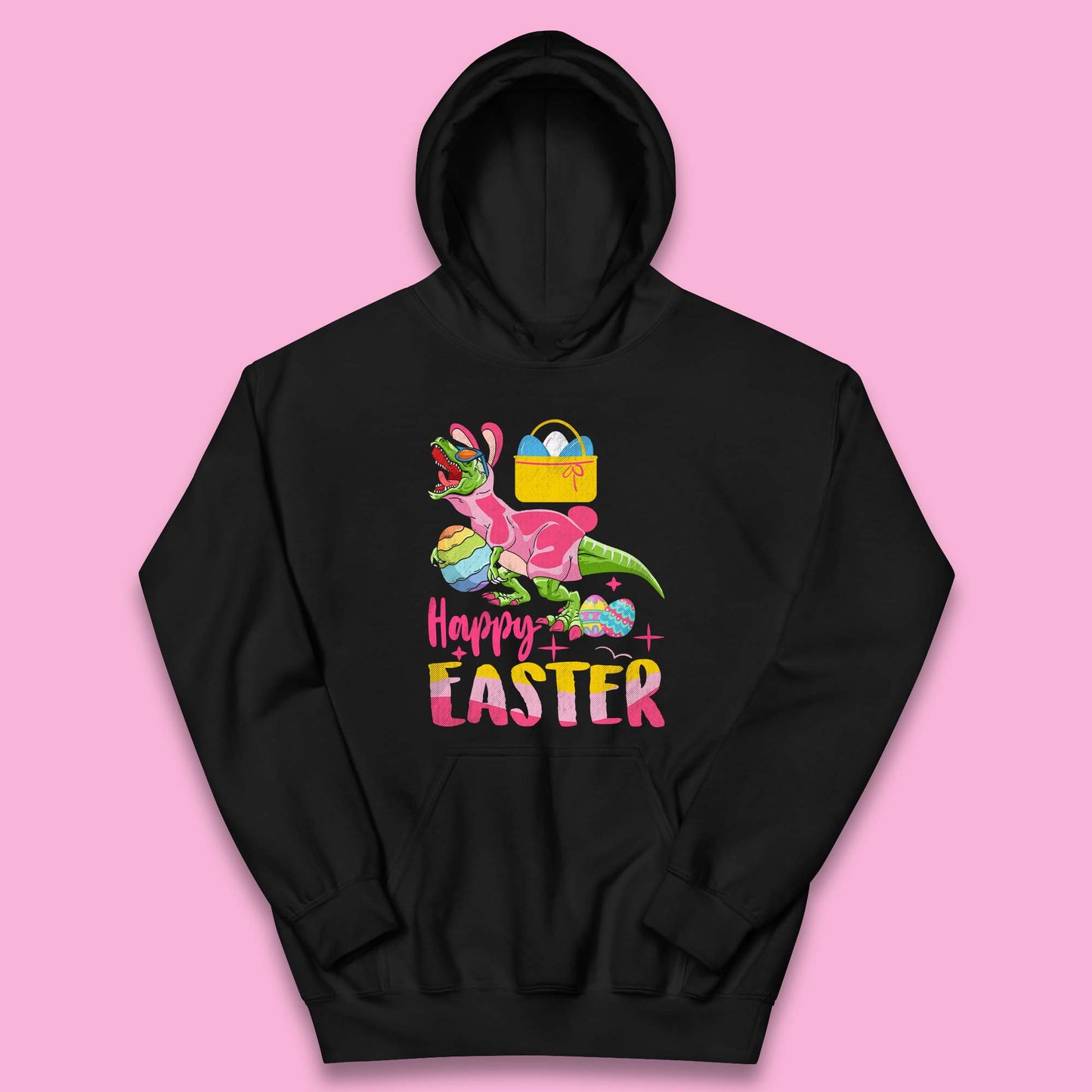 Happy Dinosaur Easter Kids Hoodie