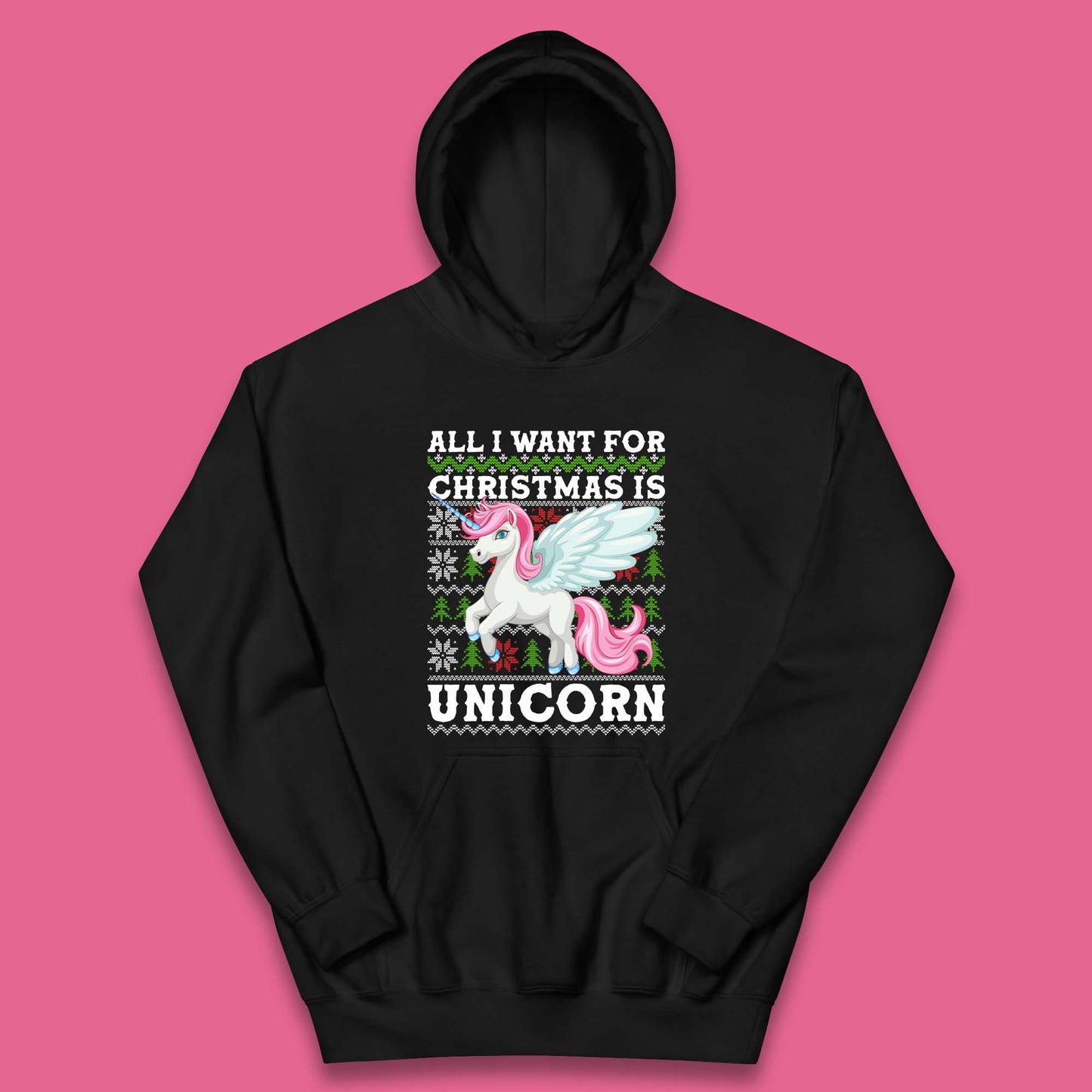 Want Unicorn For Christmas Kids Hoodie
