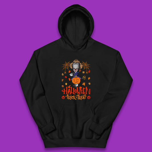 Halloween Trick Or Treat Witch Hat Pumpkin IT Pennywise Clown Horror Scary Movie Fictional Character Kids Hoodie