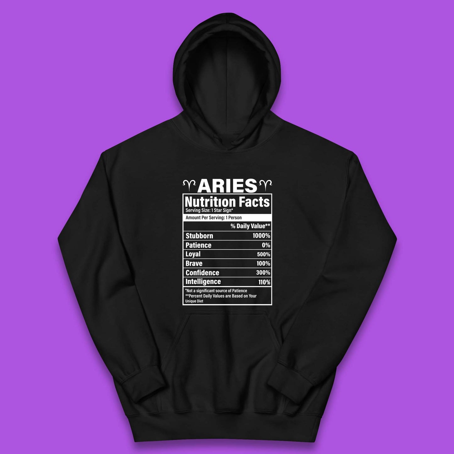 Aries Nutrition Fact Kids Hoodie
