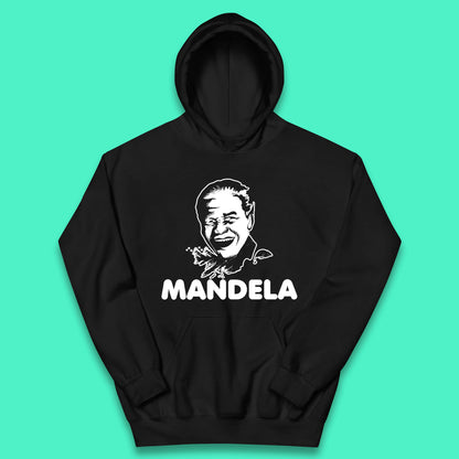 Mandela Portrait Art Black Lives Matter Nelson Mandela International Day Kids Hoodie
