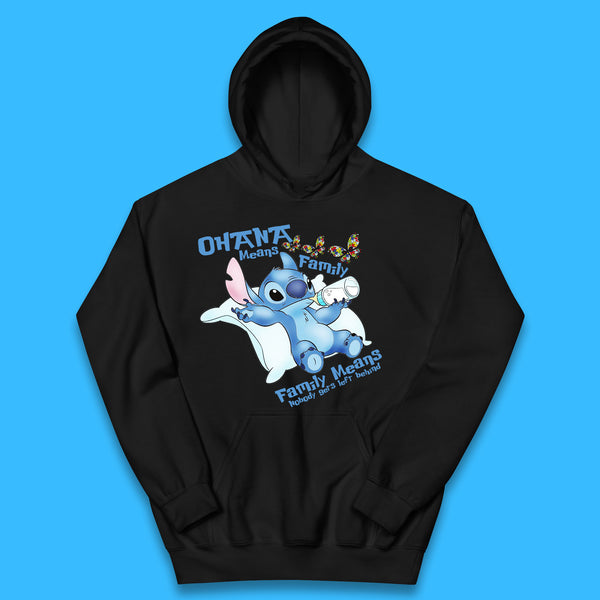 Disney Ohana Means Family, Family Means Nobody Gets Left Behind Ohana Lilo & Stitich Stitch Drinking Milk Form Feeder Autism Awareness Kids Hoodie