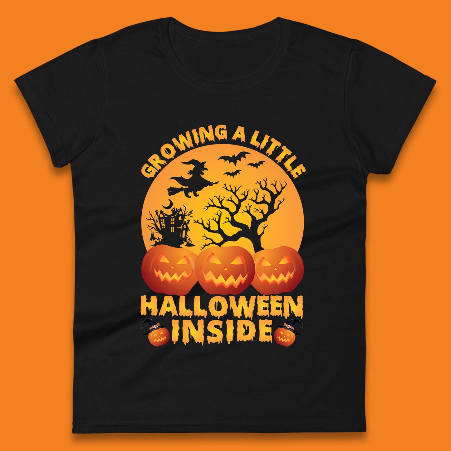 Growing A Little Halloween Inside Pregnancy Announcement Mom To Be Womens Tee Top