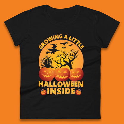 Growing A Little Halloween Inside Pregnancy Announcement Mom To Be Womens Tee Top