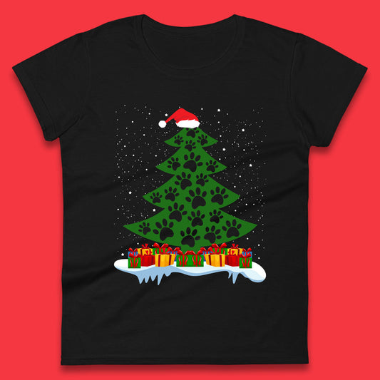 christmas tree with paw prints of dogs t shirt