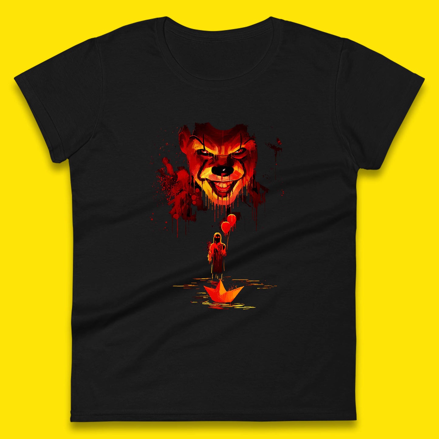 IT Clown Pennywise Halloween Horror Movie Character Serial Killer Clown Costume Womens Tee Top