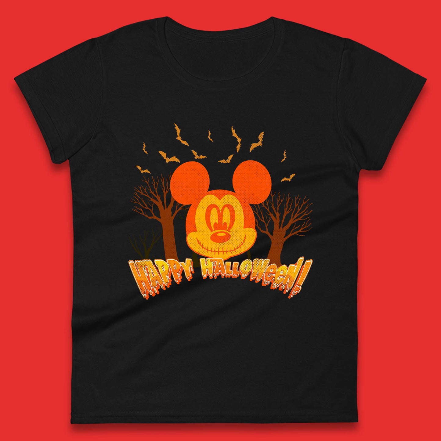 Happy Halloween Mickey Mouse Horror Scary Spooky Jack Face Halloween Disney Trip Womens Tee Top